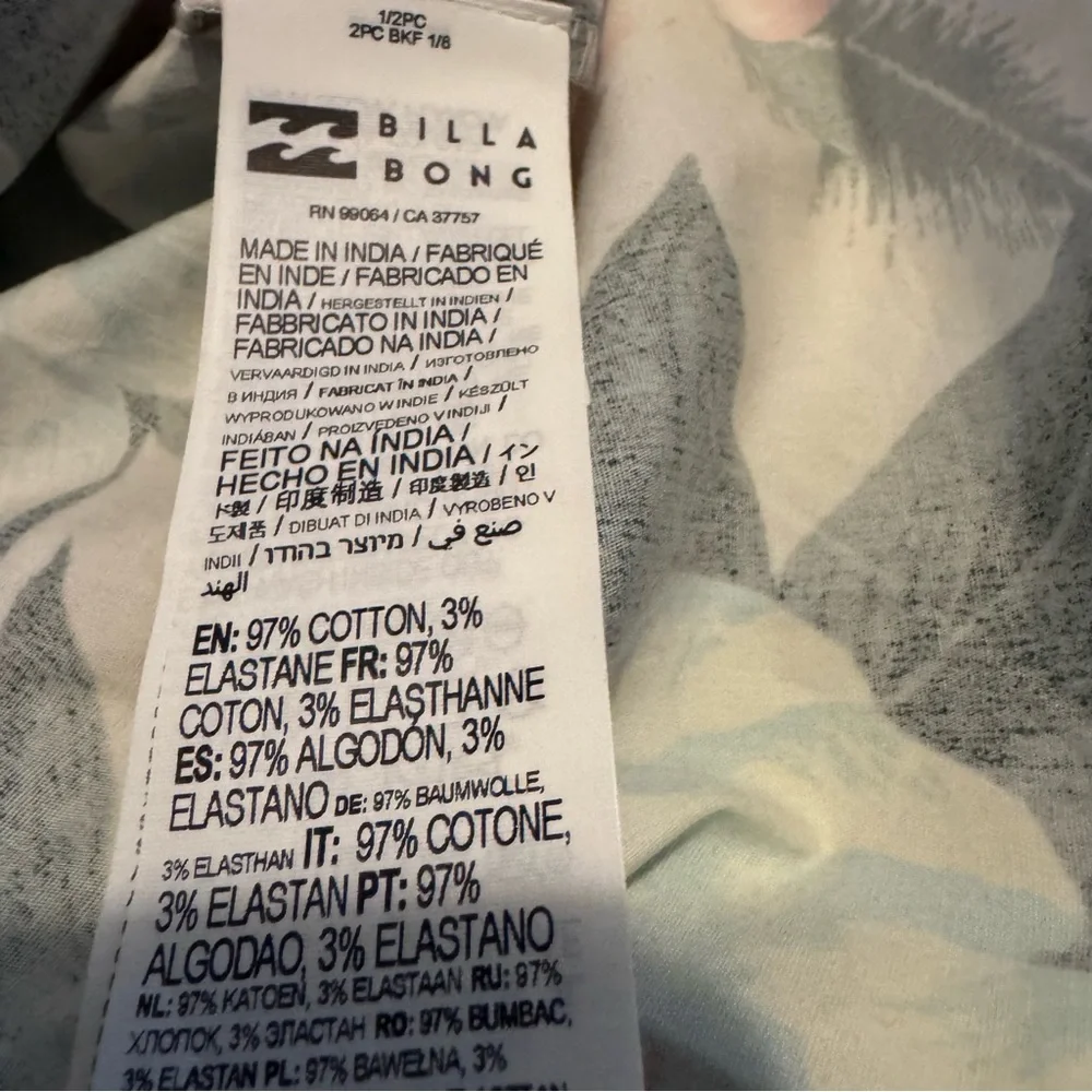 Billabong the Salty Blonde White and Green Leaf Print Mini Dress New beach chic - Picture 6 of 11